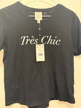 cinq a sept Black 'Très Chic' Graphic Short Sleeve Tee